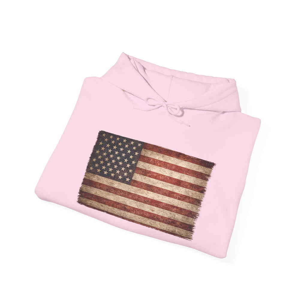 Vintage American Flag Hoodie — USA Patriotic Sweatshirt