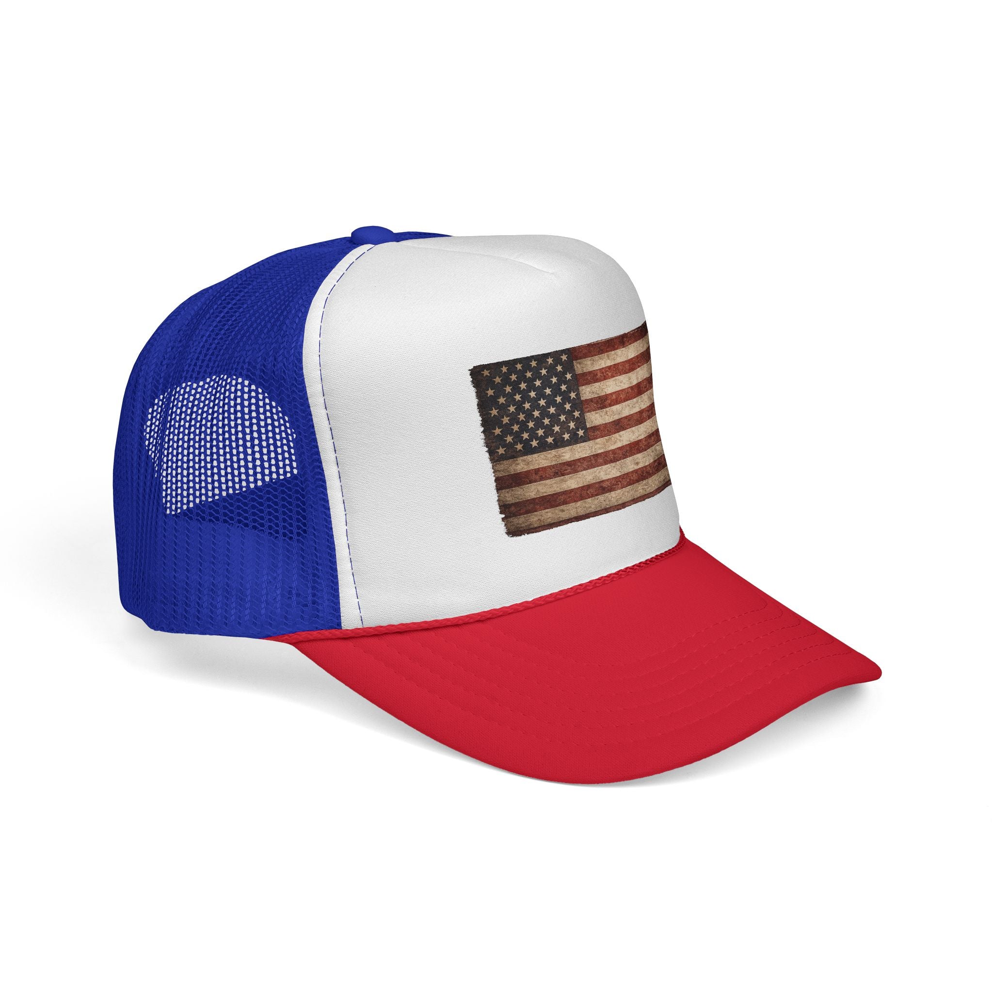 Vintage American Flag Trucker Cap — Distressed USA Patriotic Hat