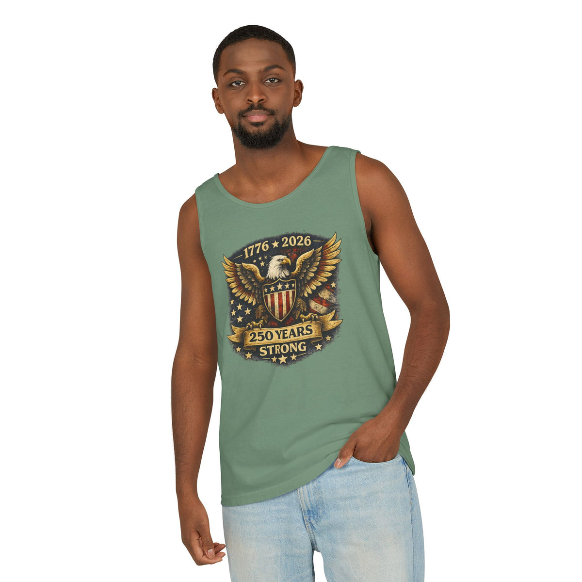 250 Years Strong Eagle Tank Top — 1776-2026 Patriotic Anniversary