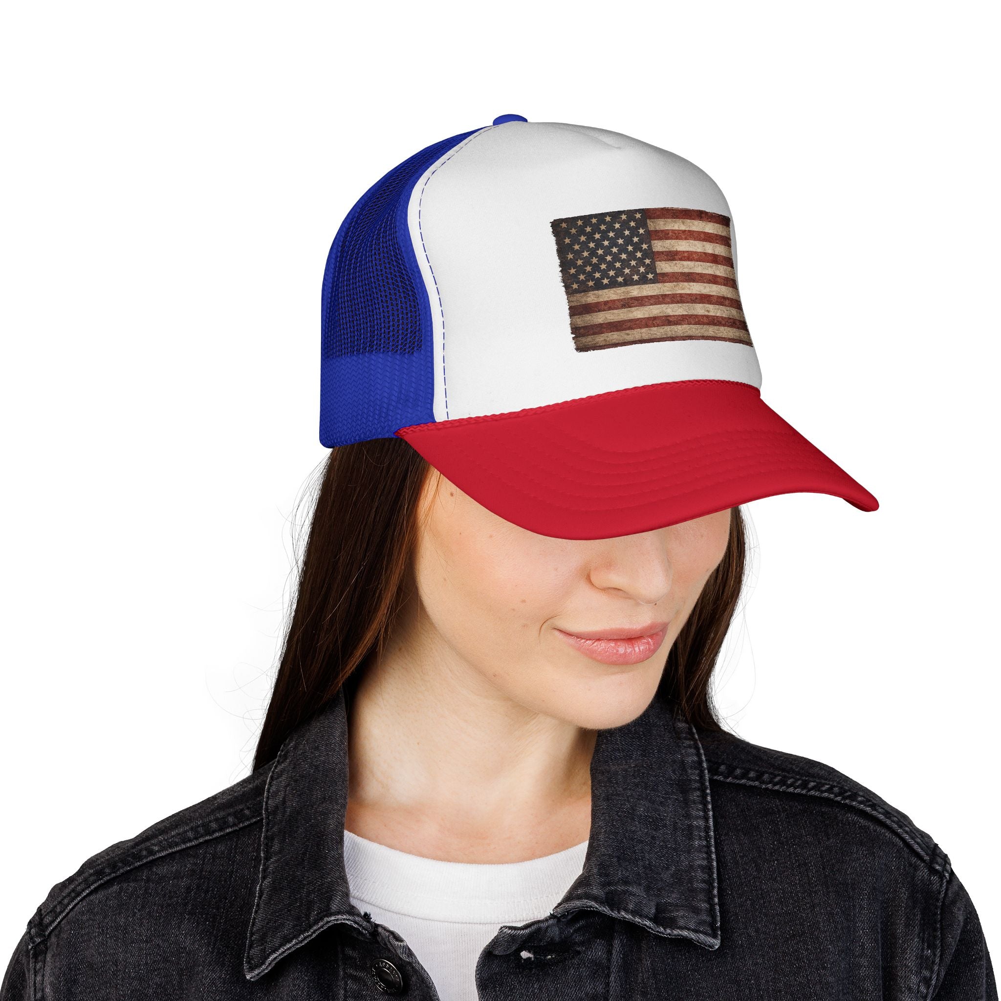 Vintage American Flag Trucker Cap — USA Mesh Hat