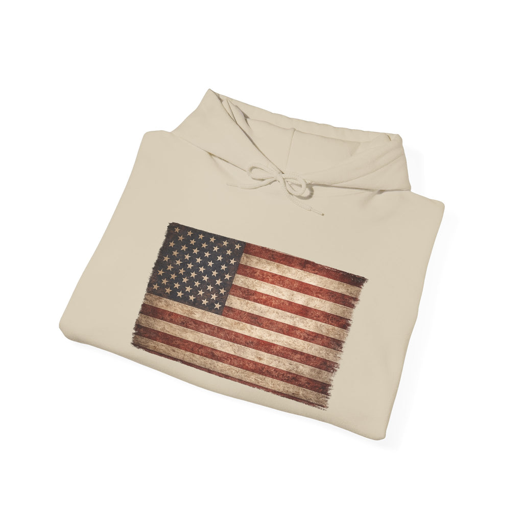 Distressed American Flag Hoodie – Vintage USA Patriotic Pullover