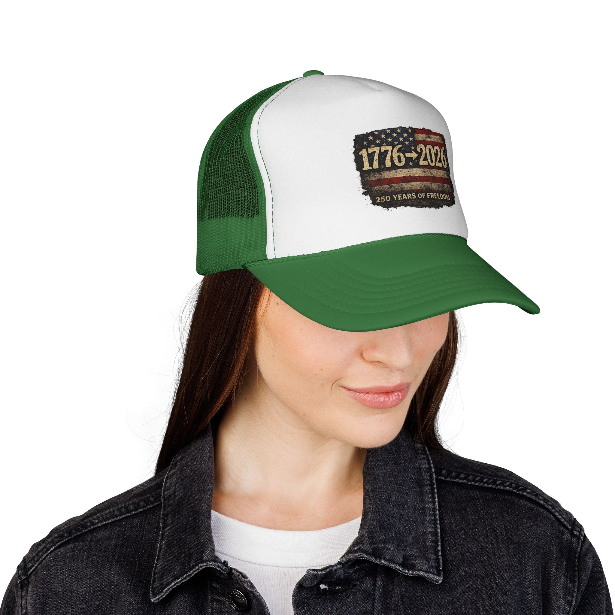 Trucker Cap — 1776–2026 American Flag 250 Years of Freedom Patriotic Hat