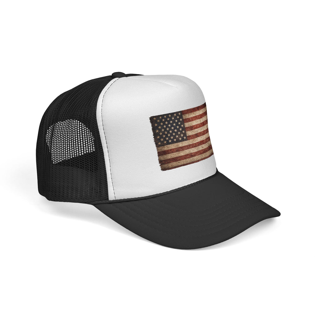 Vintage American Flag Trucker Cap — Distressed USA Patriotic Hat