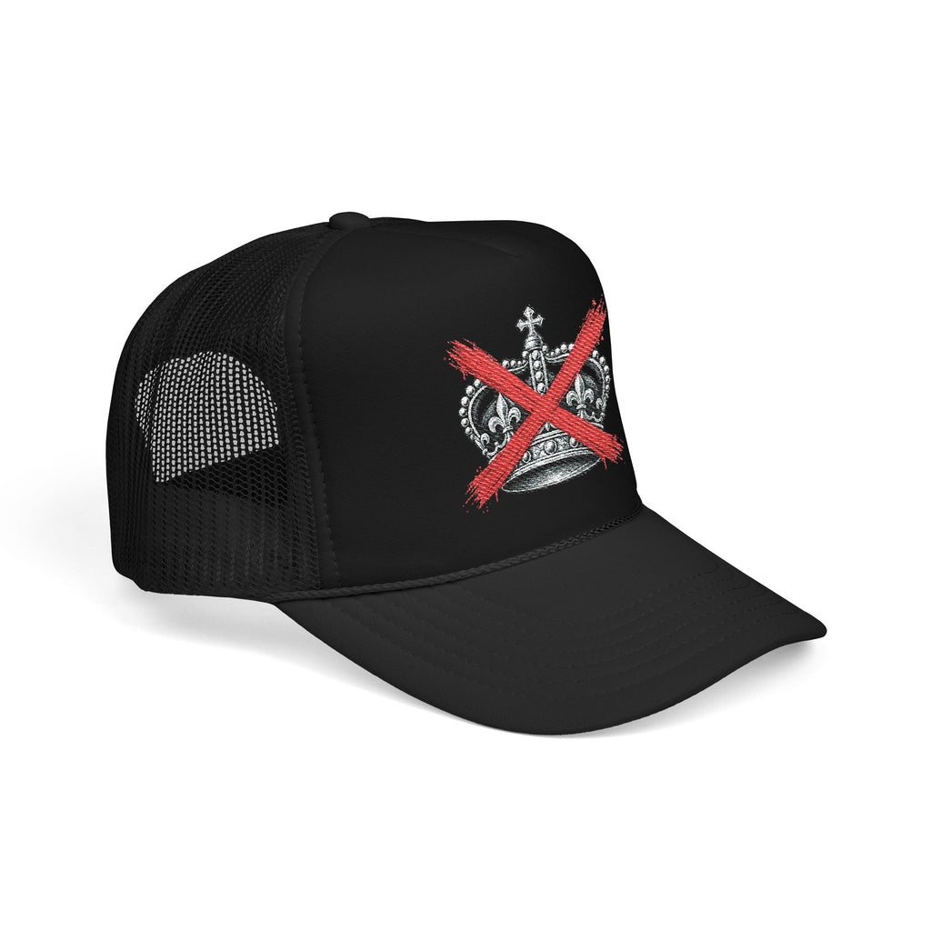 Anti-Crown Trucker Hat — Red X Crown Graphic Foam Mesh Cap
