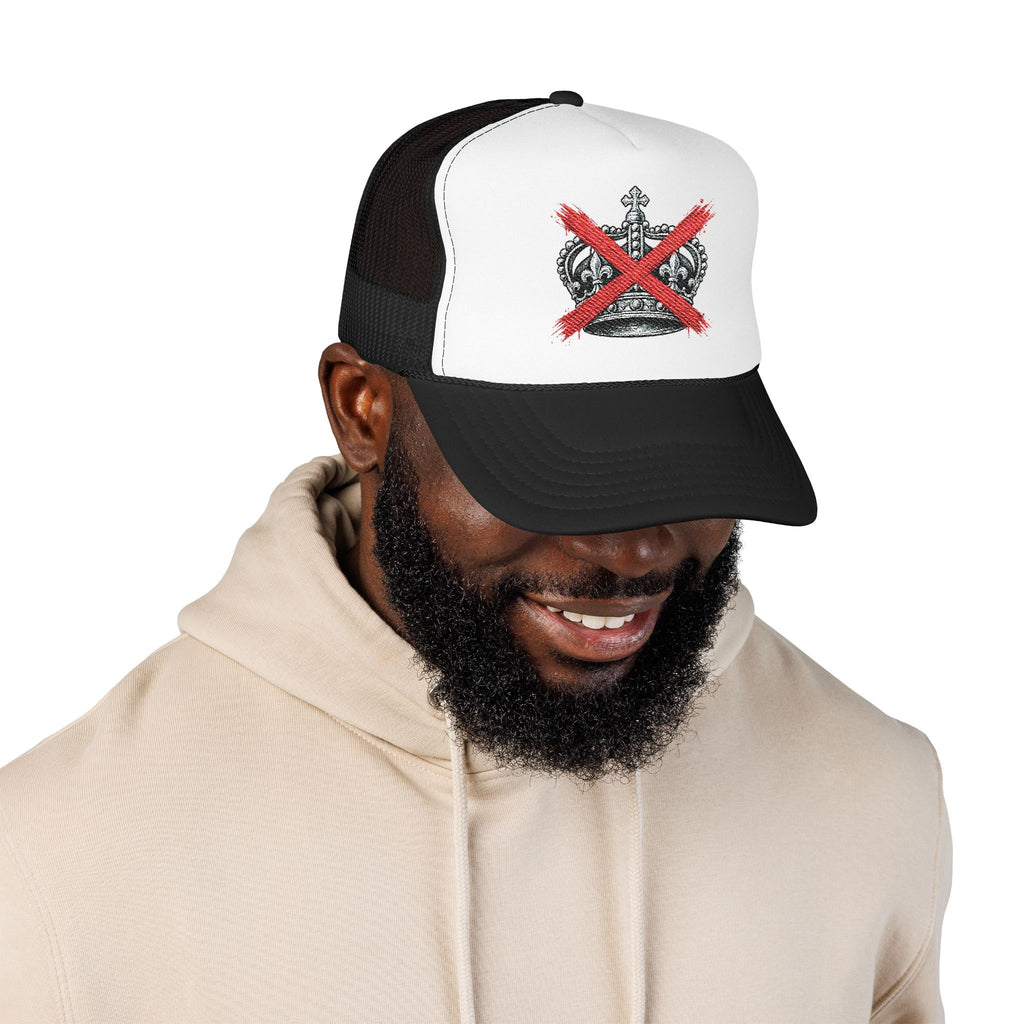 Anti-Crown Trucker Hat — Red X Crown Graphic Foam Mesh Cap