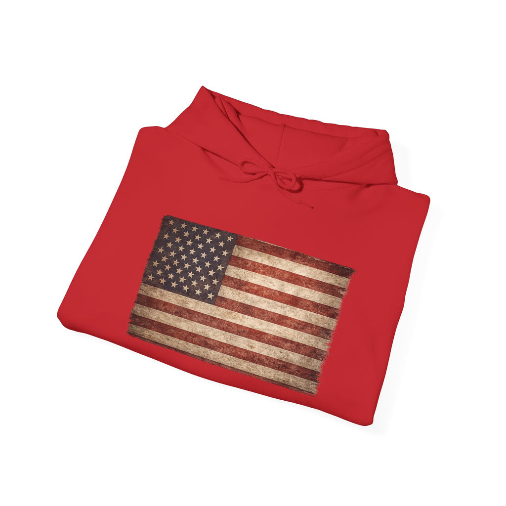 Vintage American Flag Hoodie — USA Patriotic Sweatshirt