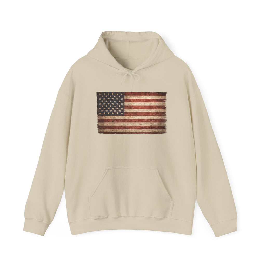 Vintage American Flag Hoodie — USA Patriotic Sweatshirt