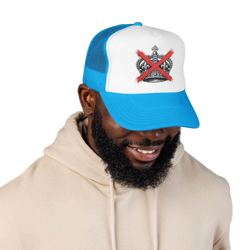 Anti-Crown Trucker Hat — Red X Crown Graphic Foam Mesh Cap