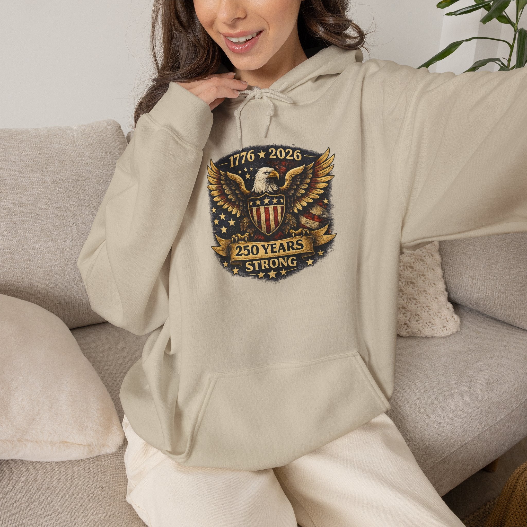 250 Years Strong Eagle Hoodie — 1776‑2026 Patriotic Anniversary Sweatshirt