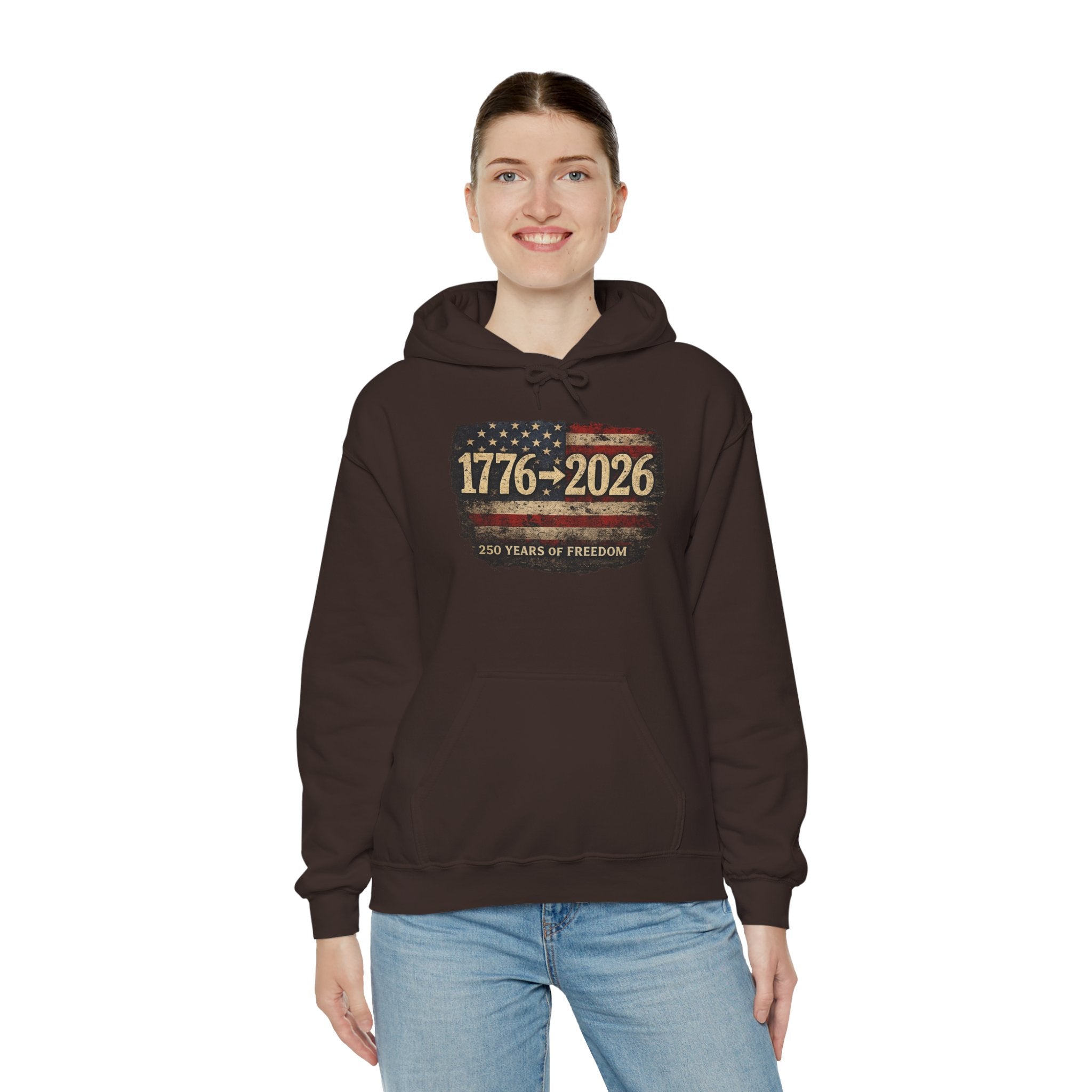 1776–2026 - 250 Years of Freedom Hoodie — Patriotic American Flag Anniversary Sweatshirt