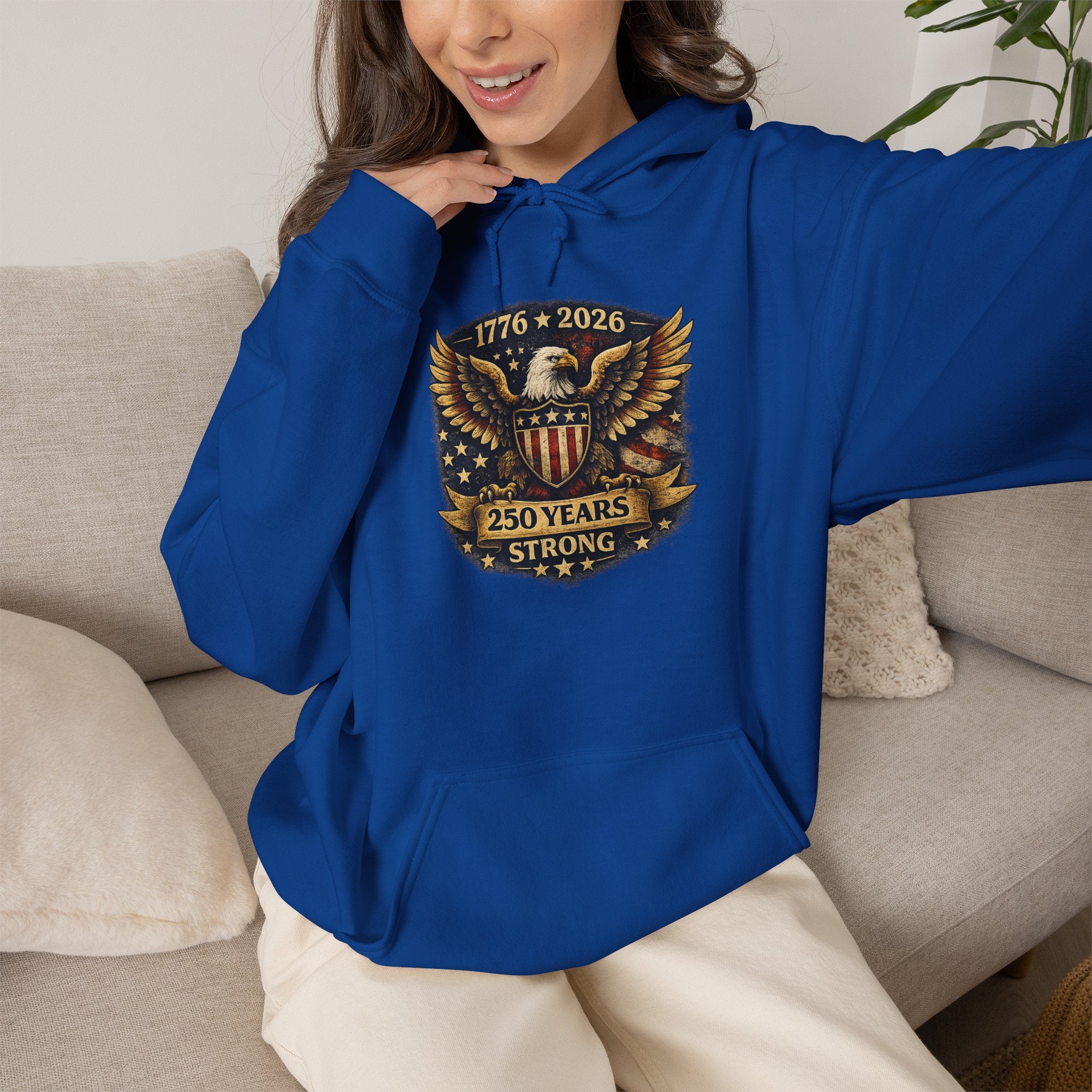 250 Years Strong Eagle Hoodie — 1776‑2026 Patriotic Anniversary Sweatshirt