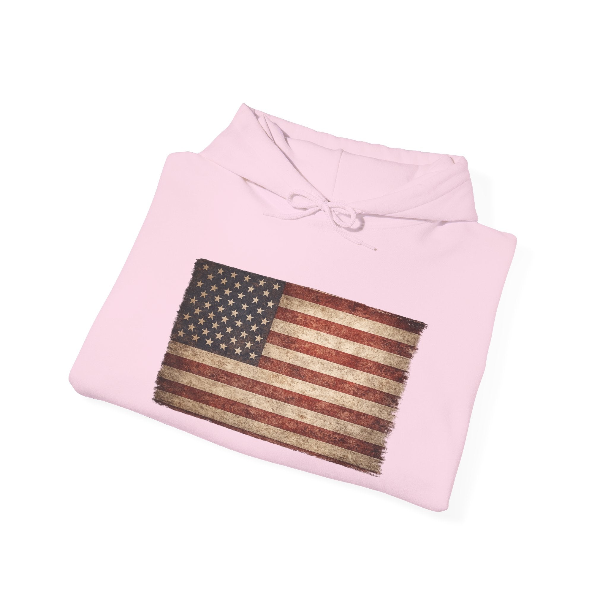 Distressed American Flag Hoodie – Vintage USA Patriotic Pullover