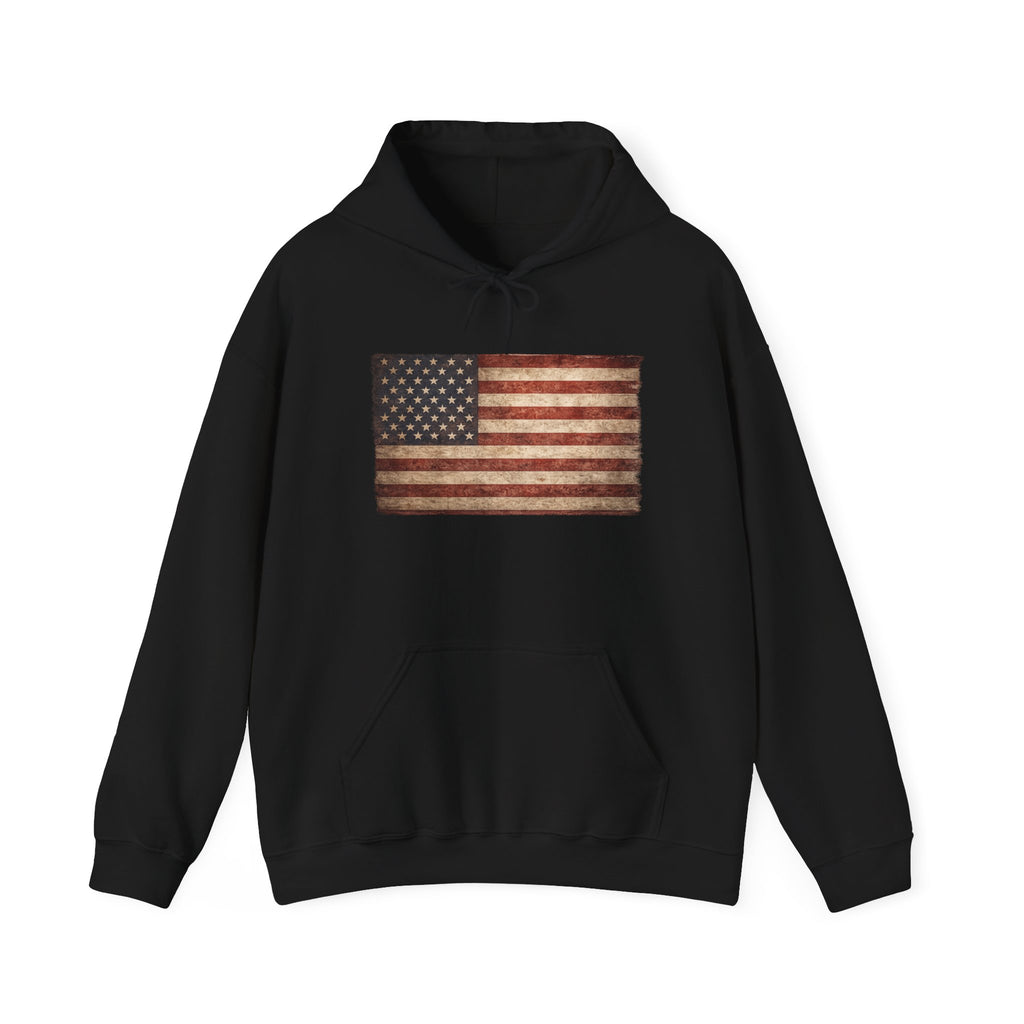 Vintage American Flag Hoodie — USA Patriotic Sweatshirt
