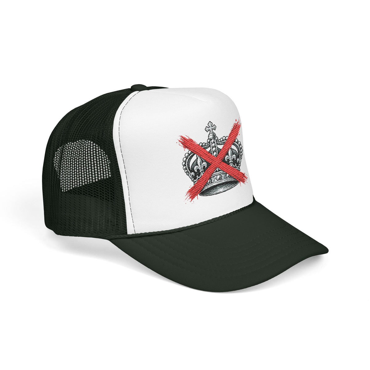Anti-Crown Trucker Hat — Red X Crown Graphic Foam Mesh Cap