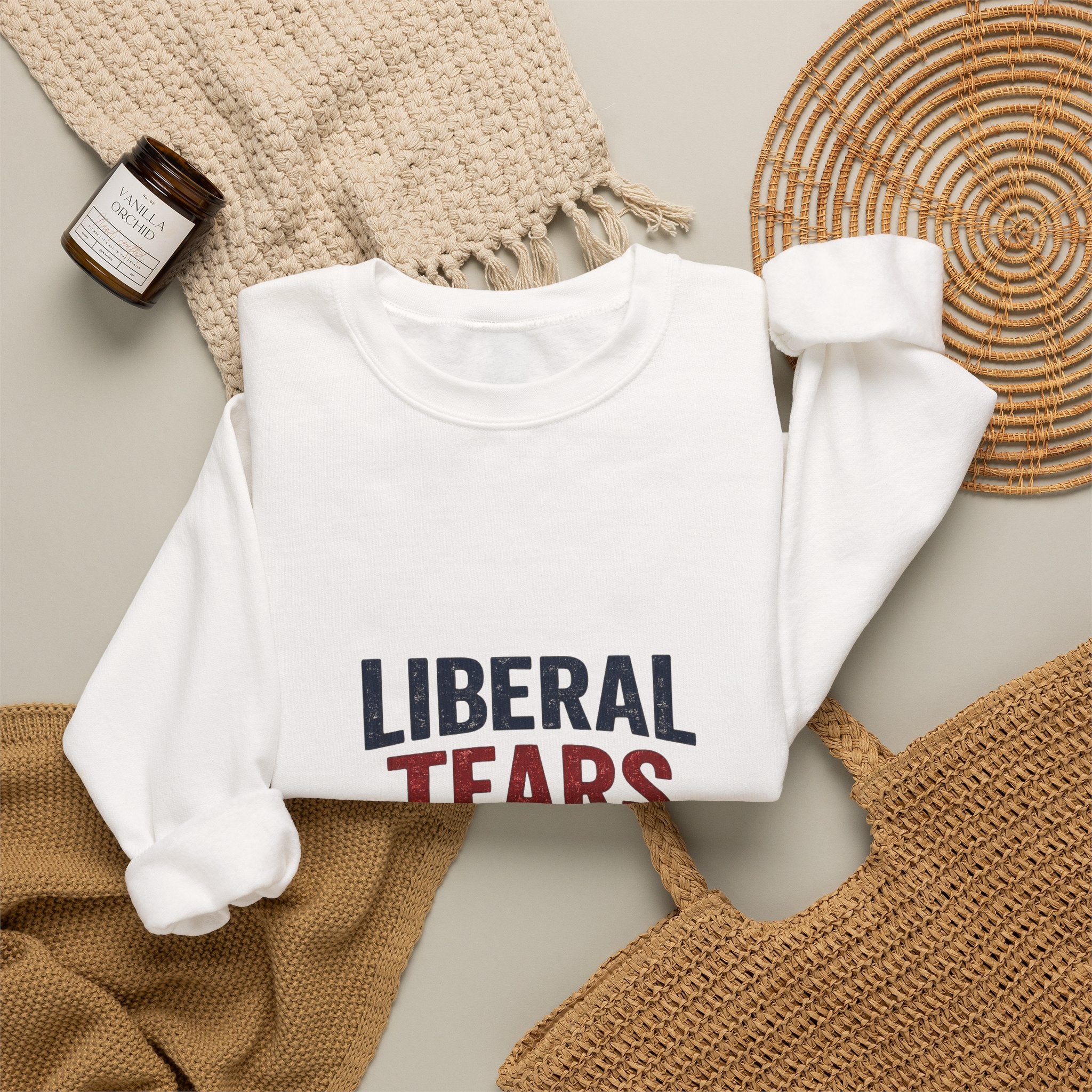Crewneck Sweatshirt — "Liberal Tears" Patriotic Graphic