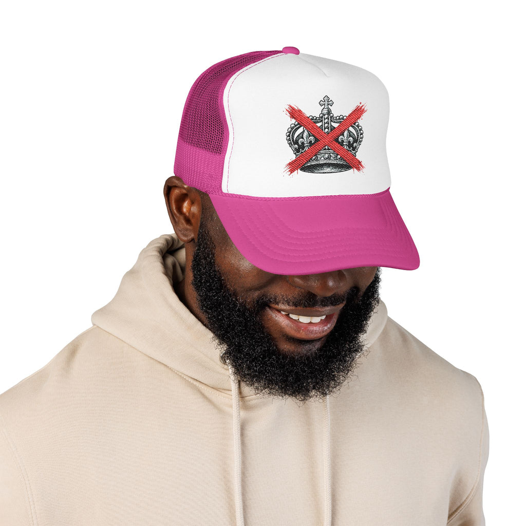 Anti-Crown Trucker Hat — Red X Crown Graphic Foam Mesh Cap