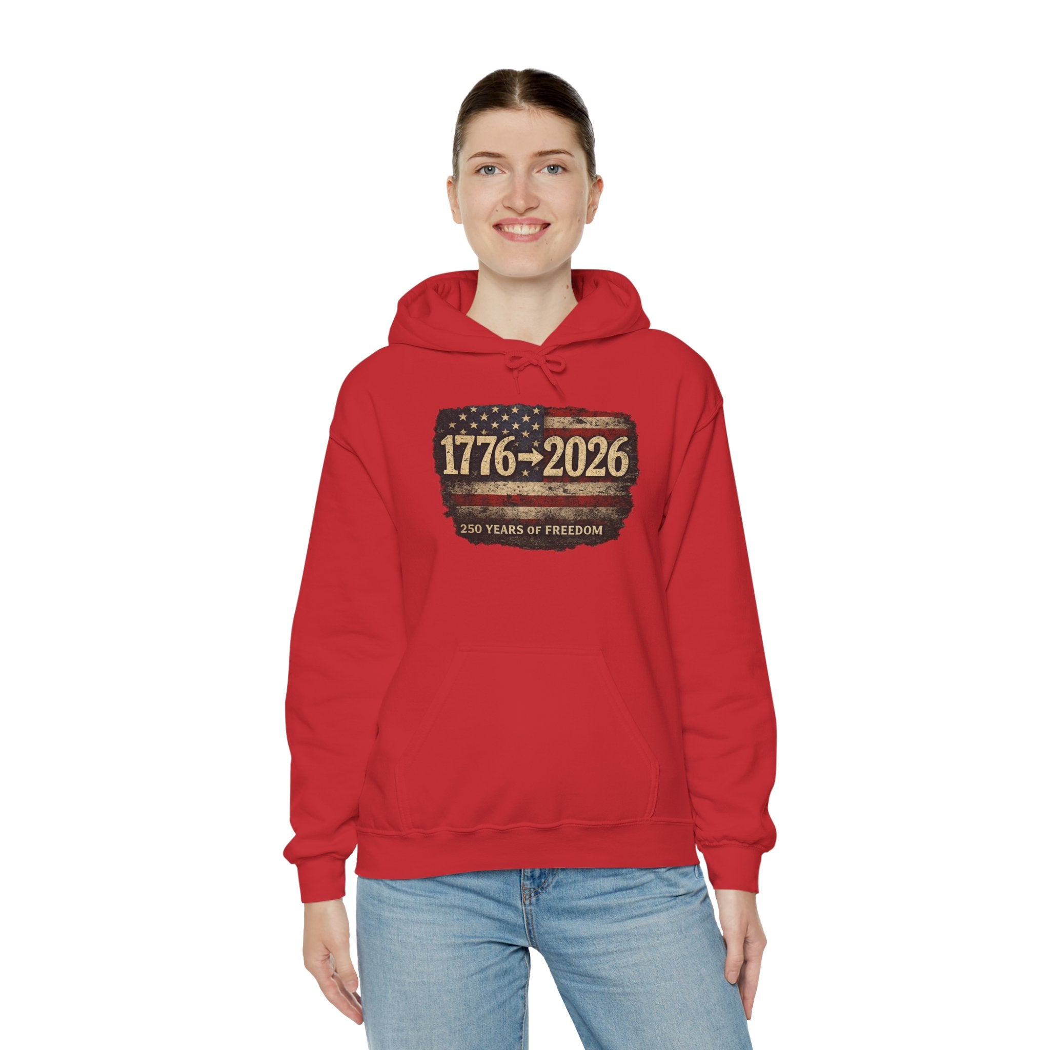 1776–2026 - 250 Years of Freedom Hoodie — Patriotic American Flag Anniversary Sweatshirt