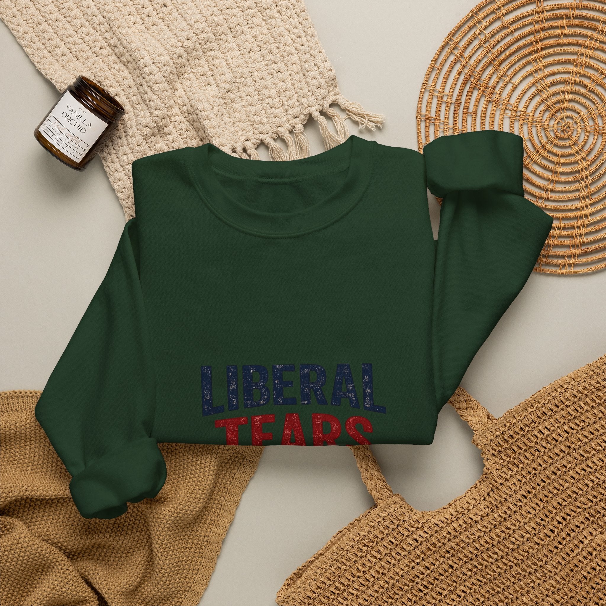 Crewneck Sweatshirt — "Liberal Tears" Patriotic Graphic