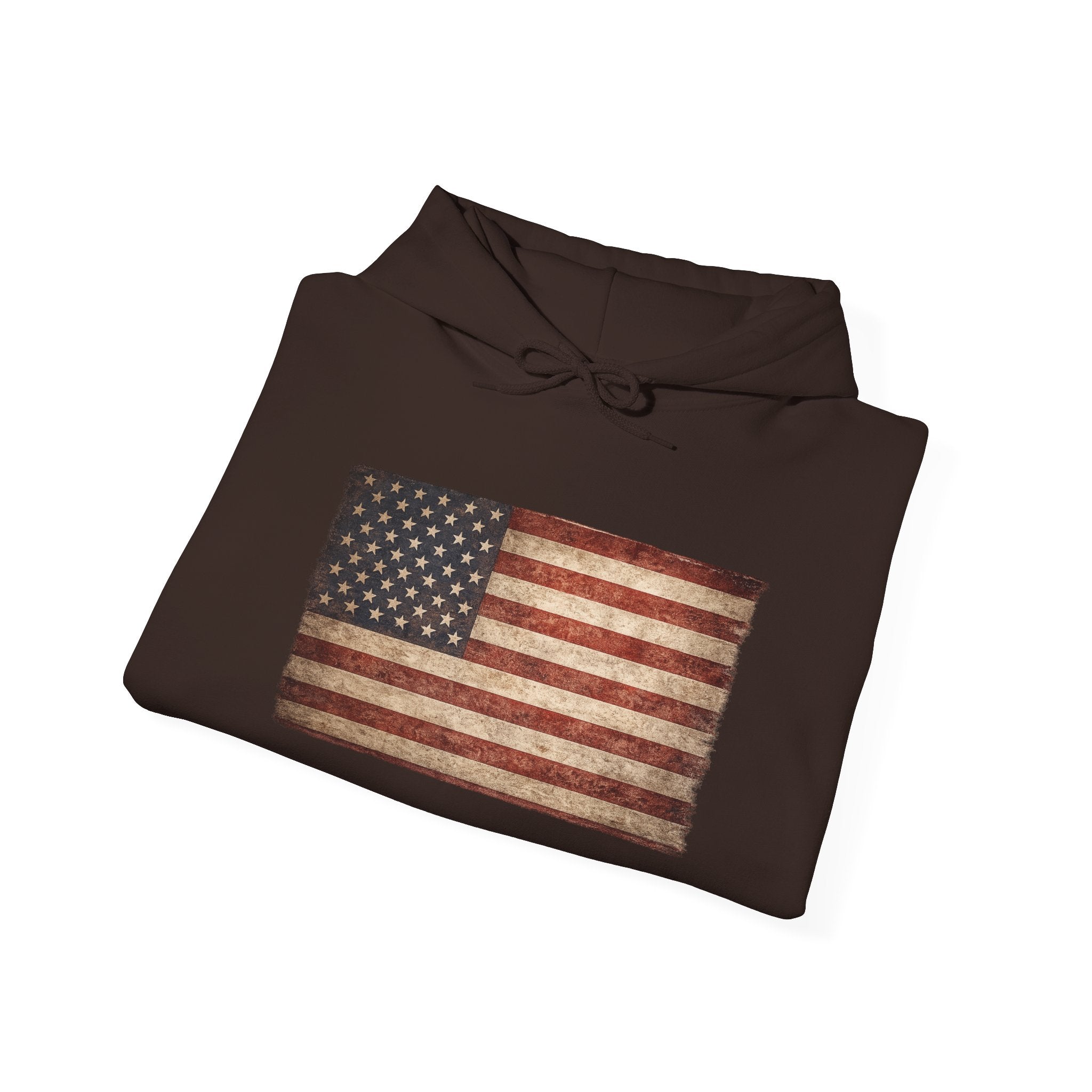 Distressed American Flag Hoodie – Vintage USA Patriotic Pullover