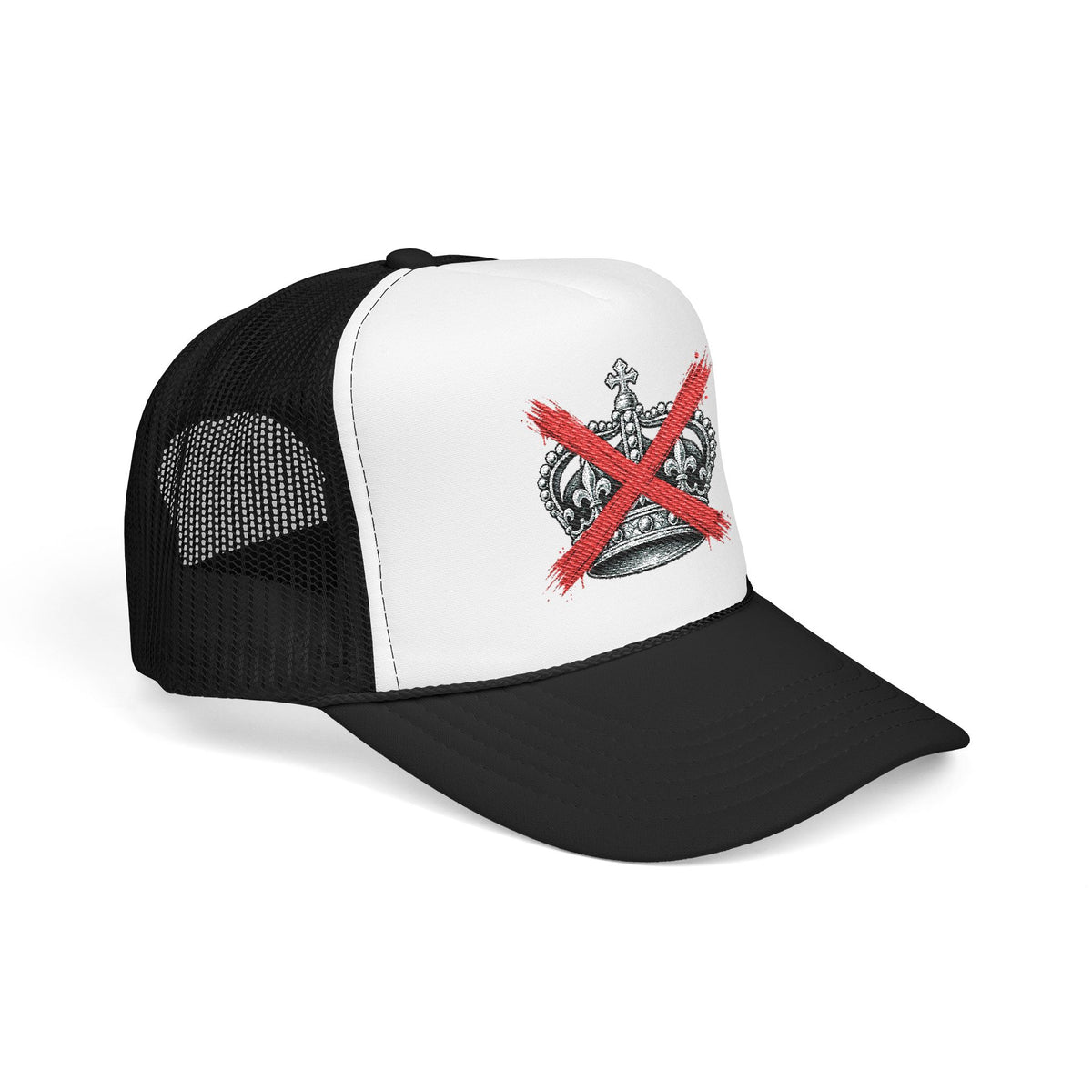 Anti-Crown Trucker Hat — Red X Crown Graphic Foam Mesh Cap