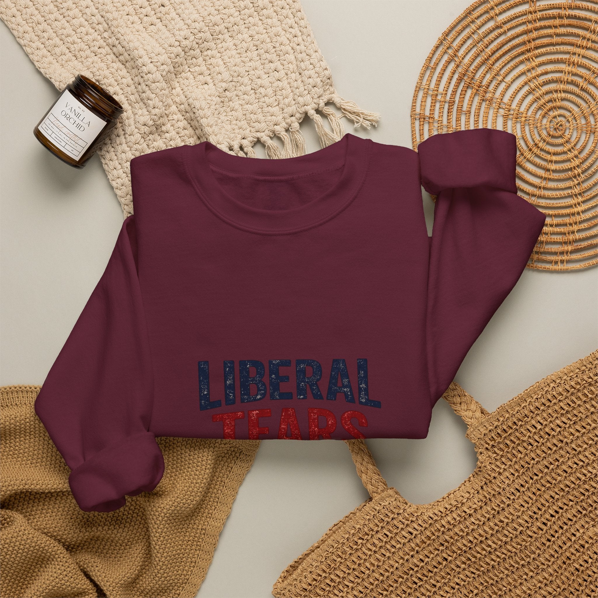 Crewneck Sweatshirt — "Liberal Tears" Patriotic Graphic